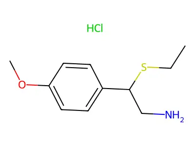 2-(Ethylsulfanyl)-2-(4-methoxyphenyl)ethan-1-amine--hydrogen chloride (1/1) structure