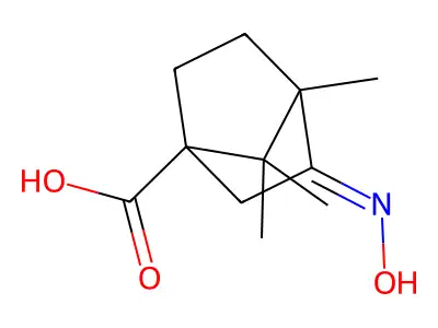 3-Hydroxyimino-4,7,7-trimethyl-norbornane-1-carboxylic acid structure