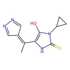 3-Cyclopropyl-5-[(1-methylpyrazol-4-yl)methylene]-2-thioxo-imidazolidin-4-one structure