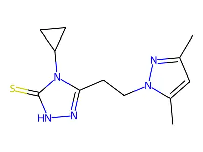 4-Cyclopropyl-5-[2-(3,5-dimethyl-pyrazol-1-yl)-ethyl]-4H-[1,2,4]triazole-3-thiol structure
