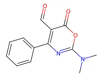 6H-1,3-Oxazine-5-carboxaldehyde, 2-(dimethylamino)-6-oxo-4-phenyl- structure