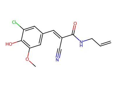 3-(3-chloro-4-hydroxy-5-methoxyphenyl)-2-cyano-N-(prop-2-en-1-yl)prop-2-enamide structure