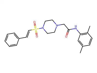 N-(2,5-dimethylphenyl)-2-[4-[(E)-2-phenylethenyl]sulfonylpiperazin-1-yl]acetamide structure