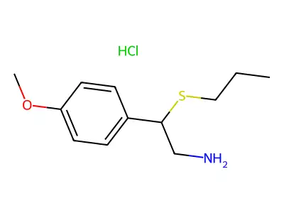 2-(4-Methoxyphenyl)-2-(propylsulfanyl)ethan-1-amine--hydrogen chloride (1/1) structure