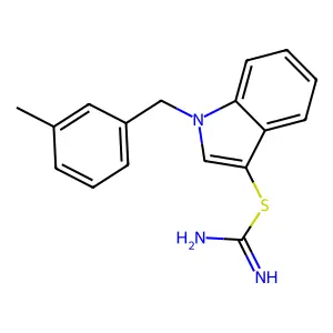 ({1-[(3-methylphenyl)methyl]-1H-indol-3-yl}sulfanyl)methanimidamide structure