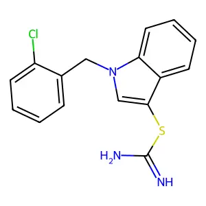 ({1-[(2-chlorophenyl)methyl]-1H-indol-3-yl}sulfanyl)methanimidamide structure
