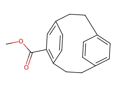 Tricyclo(8.2.2.2(4,7))hexadeca-hexaene-5-carboxylic acid ME ester structure