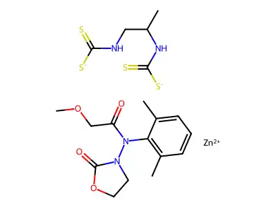 Propineb-oxadixyl mixt. structure