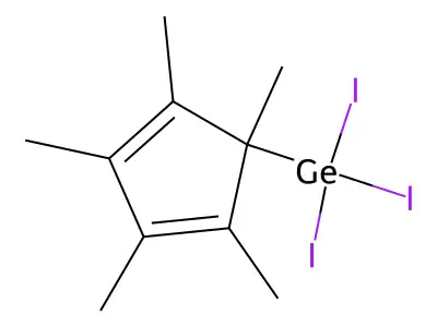 Triiodo(1,2,3,4,5-pentamethyl-2,4-cyclopentadien-1-yl)germane structure