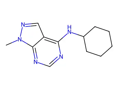 cyclohexyl-(1-methyl-1H-pyrazolo[3,4-d]pyrimidin-4-yl)-amine structure