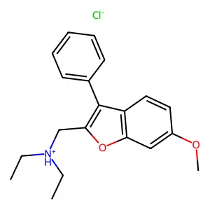 2-Benzofuranmethylamine, N,N-diethyl-6-methoxy-3-phenyl-, hydrochloride structure