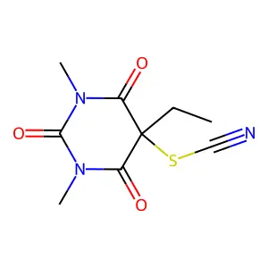 Thiocyanic acid, 1,3-dimethyl-5-ethyl-2,4,6-trioxohexahydro-5-pyrimidinyl ester structure