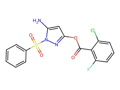 [5-Amino-1-(benzenesulfonyl)pyrazol-3-yl] 2-chloro-6-fluorobenzoate structure