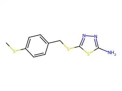 5-((4-(Methylthio)benzyl)thio)-1,3,4-thiadiazol-2-amine structure