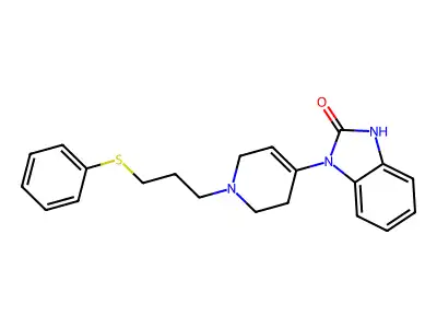 2-Benzimidazolinone, 1-(1-(3-phenylthiopropyl)-1,2,3,6-tetrahydro-4-pyridyl)- structure