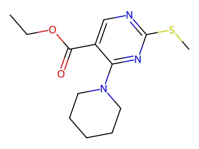 Ethyl 2-(methylsulfanyl)-4-(piperidin-1-yl)pyrimidine-5-carboxylate structure