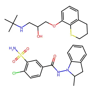 Indapamide mixture with tertatolol structure