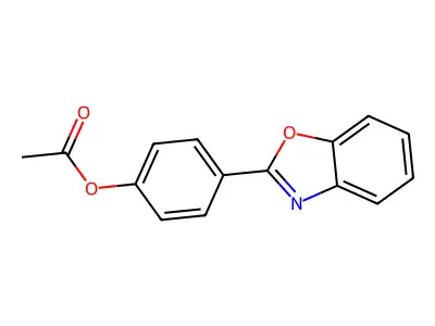 Phenol, 4-(2-benzoxazoyl)-, acetate (ester) structure