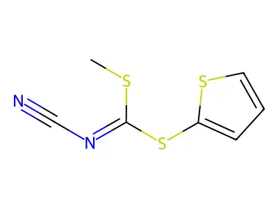 [Methylsulfanyl(thiophen-2-ylsulfanyl)methylidene]cyanamide structure