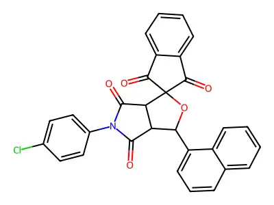 5-(4-chlorophenyl)-3-(naphthalen-1-yl)-3a,6a-dihydrospiro[furo[3,4-c]pyrrole-1,2'-indene]-1',3',4,6(3H,5H)-tetrone structure