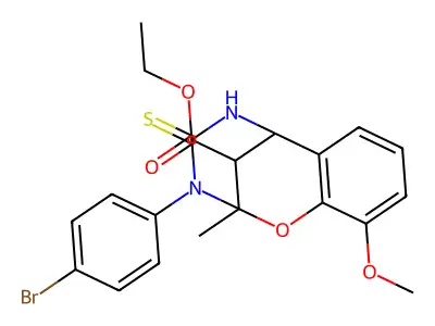 ethyl 3-(4-bromophenyl)-10-methoxy-2-methyl-4-thioxo-3,4,5,6-tetrahydro-2H-2,6-methano-1,3,5-benzoxadiazocine-11-carboxylate structure