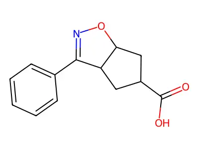 3-phenyl-4,5,6,6a-tetrahydro-3aH-cyclopenta[d]isoxazole-5-carboxylic acid structure