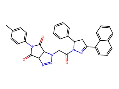 5-(4-methylphenyl)-1-{2-[3-(1-naphthyl)-5-phenyl-4,5-dihydro-1H-pyrazol-1-yl]-2-oxoethyl}-3a,6a-dihydropyrrolo[3,4-d][1,2,3]triazole-4,6(1H,5H)-dione structure