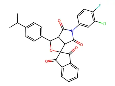 5-(3-chloro-4-fluorophenyl)-1-(4-propan-2-ylphenyl)spiro[3a,6a-dihydro-1H-furo[3,4-c]pyrrole-3,2'-indene]-1',3',4,6-tetrone structure