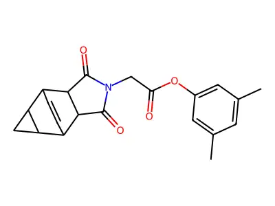3,5-dimethylphenyl (1,3-dioxooctahydro-4,6-ethenocyclopropa[f]isoindol-2(1H)-yl)acetate structure