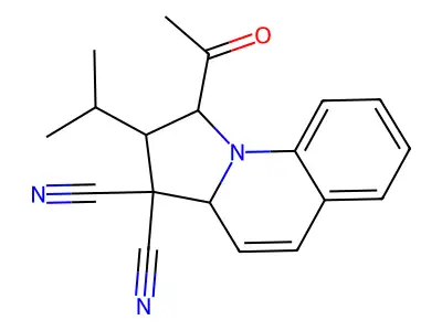 1-acetyl-2-isopropyl-1,2-dihydropyrrolo[1,2-a]quinoline-3,3(3aH)-dicarbonitrile structure