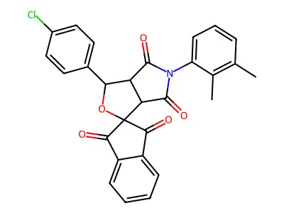 3-(4-chlorophenyl)-5-(2,3-dimethylphenyl)-3a,6a-dihydrospiro[furo[3,4-c]pyrrole-1,2'-indene]-1',3',4,6(3H,5H)-tetrone structure