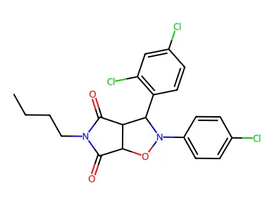 5-butyl-2-(4-chlorophenyl)-3-(2,4-dichlorophenyl)dihydro-2H-pyrrolo[3,4-d]isoxazole-4,6(5H,6aH)-dione structure