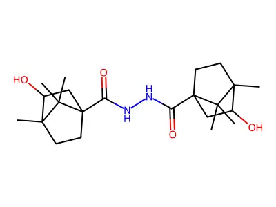3-hydroxy-N'-[(3-hydroxy-4,7,7-trimethylbicyclo[2.2.1]hept-1-yl)carbonyl]-4,7,7-trimethylbicyclo[2.2.1]heptane-1-carbohydrazide structure