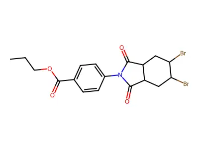 propyl 4-(5,6-dibromo-1,3-dioxooctahydro-2H-isoindol-2-yl)benzoate structure