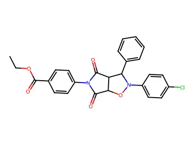 ethyl 4-[2-(4-chlorophenyl)-4,6-dioxo-3-phenyl-hexahydro-2H-pyrrolo[3,4-d][1,2]oxazol-5-yl]benzoate structure