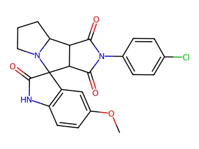 2'-(4-chlorophenyl)-5-methoxy-3a',6',7',8',8a',8b'-hexahydro-1'H-spiro[indole-3,4'-pyrrolo[3,4-a]pyrrolizine]-1',2,3'(1H,2'H)-trione structure