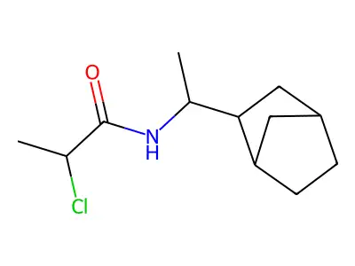 N-(1-(bicyclo(2.2.1)heptan-2-yl)ethyl)-2-chloropropanamide structure