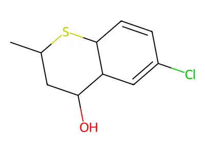 6-chloro-2-methyl-3,4,4a,8a-tetrahydro-2H-thiochromen-4-ol structure