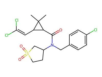 N-(4-chlorobenzyl)-3-(2,2-dichloroethenyl)-N-(1,1-dioxidotetrahydrothiophen-3-yl)-2,2-dimethylcyclopropanecarboxamide structure