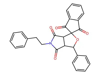 3-phenyl-5-(2-phenylethyl)-3a,6a-dihydrospiro[furo[3,4-c]pyrrole-1,2'-indene]-1',3',4,6(3H,5H)-tetrone structure