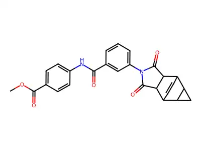 methyl 4-({[3-(1,3-dioxooctahydro-4,6-ethenocyclopropa[f]isoindol-2(1H)-yl)phenyl]carbonyl}amino)benzoate structure