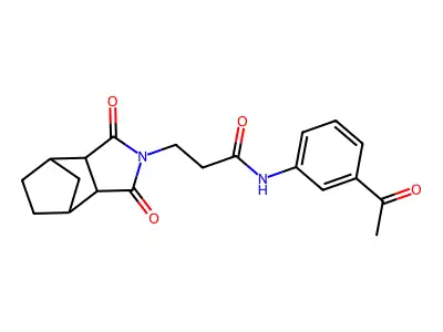 N-(3-acetylphenyl)-3-(1,3-dioxooctahydro-2H-4,7-methanoisoindol-2-yl)propanamide structure
