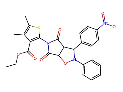 ethyl 4,5-dimethyl-2-[3-(4-nitrophenyl)-4,6-dioxo-2-phenyl-hexahydro-2H-pyrrolo[3,4-d][1,2]oxazol-5-yl]thiophene-3-carboxylate structure