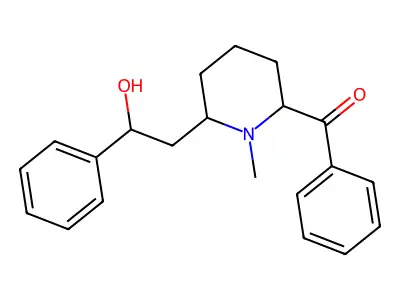 [6-(2-Hydroxy-2-phenylethyl)-1-methylpiperidin-2-yl]-phenylmethanone structure