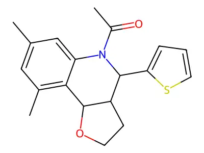 1-(7,9-dimethyl-4-thiophen-2-yl-3,3a,4,9b-tetrahydro-2H-furo[3,2-c]quinolin-5-yl)ethanone structure