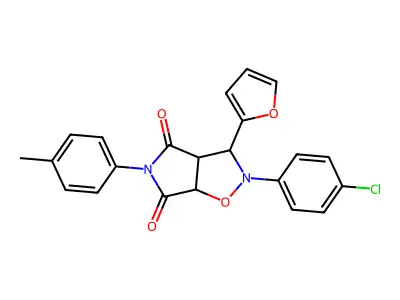 2-(4-chlorophenyl)-3-(furan-2-yl)-5-(4-methylphenyl)-hexahydro-2H-pyrrolo[3,4-d][1,2]oxazole-4,6-dione structure