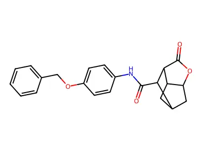 N-[4-(benzyloxy)phenyl]-2-oxohexahydro-2H-3,5-methanocyclopenta[b]furan-7-carboxamide structure