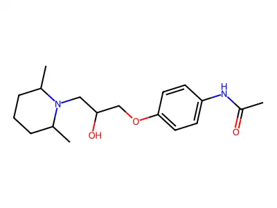 N-(4-(3-(2,6-dimethylpiperidin-1-yl)-2-hydroxypropoxy)phenyl)acetamide structure