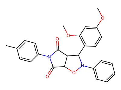 3-(2,4-dimethoxyphenyl)-2-phenyl-5-(p-tolyl)dihydro-2H-pyrrolo[3,4-d]isoxazole-4,6(5H,6aH)-dione structure