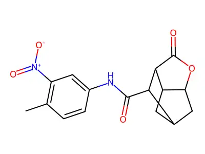 N-(4-methyl-3-nitrophenyl)-2-oxohexahydro-2H-3,5-methanocyclopenta[b]furan-7-carboxamide structure